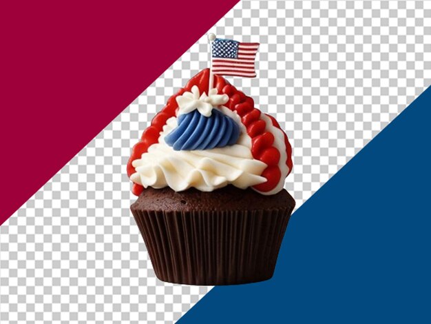 PSD cupcake with american flag frosting