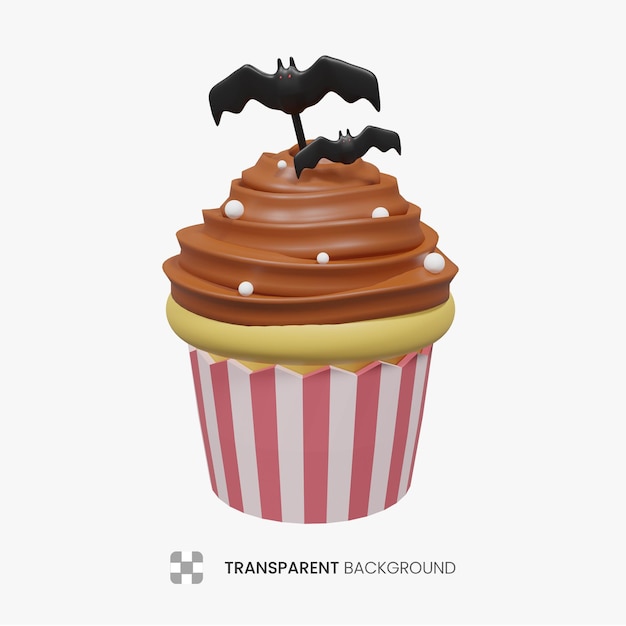 A cupcake with a bat on top of it