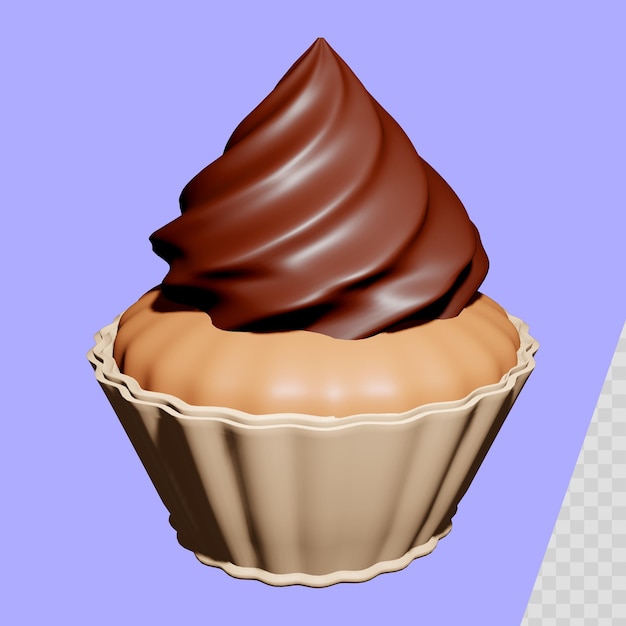 A cupcake with a chocolate cream on top of it.