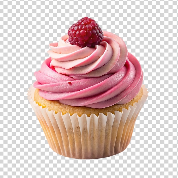 PSD un cupcake con la glassa rosa e un lampone su di esso