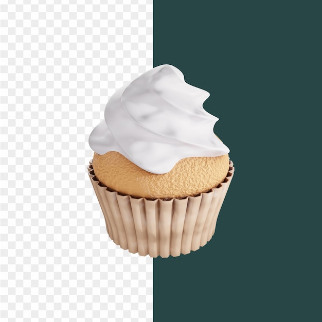 PSD a cupcake with a white frosting on it and a green background