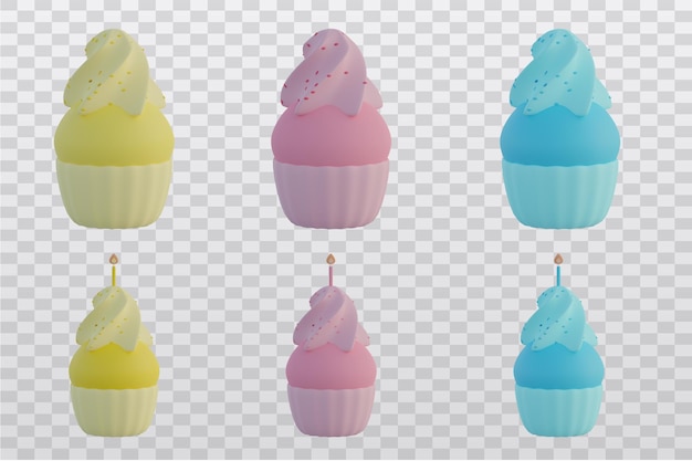 PSD cupcakes op een transparante achtergrond 3d-rendering