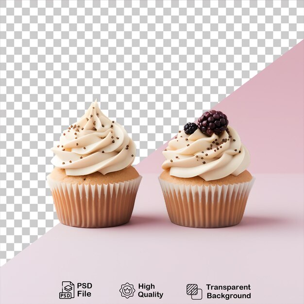 Cupcakes con crema isolata su sfondo trasparente includono file png