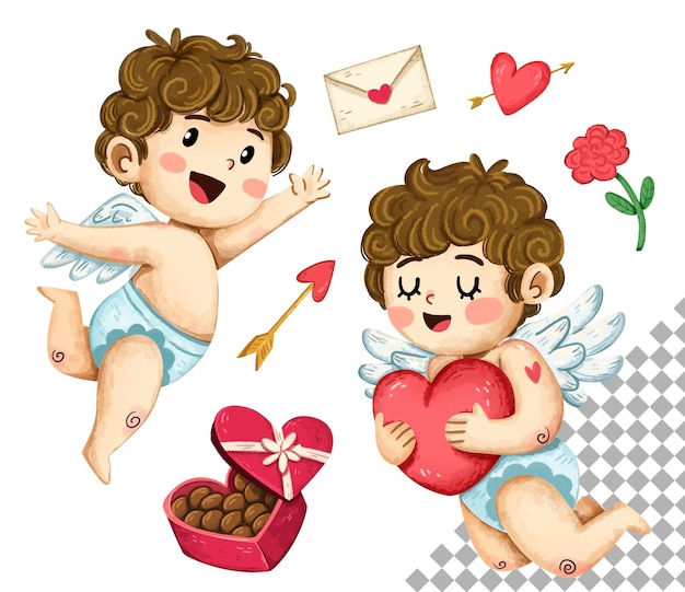 PSD cupid illustration valentines day editable