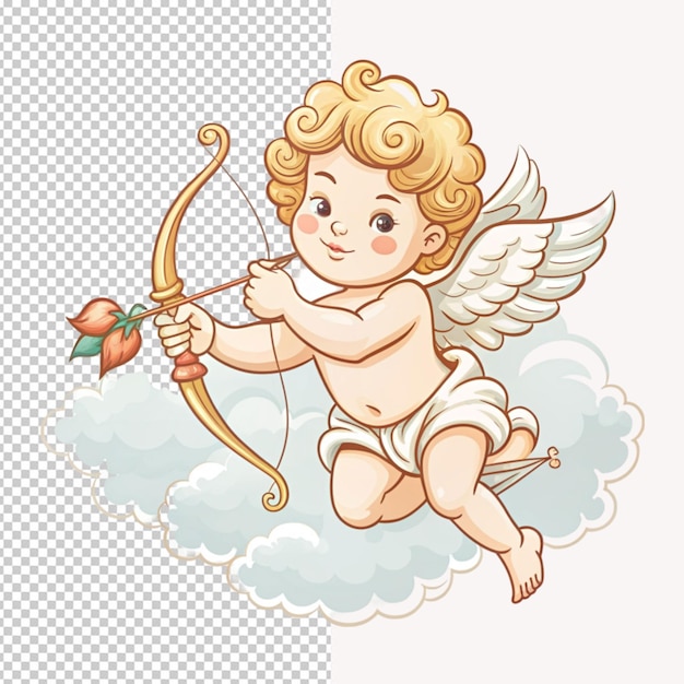 PSD cupid with a bow and arrow in his hand generative ai on transparent background