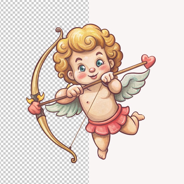 PSD cupid with a bow and arrow in his hand generative ai on transparent background