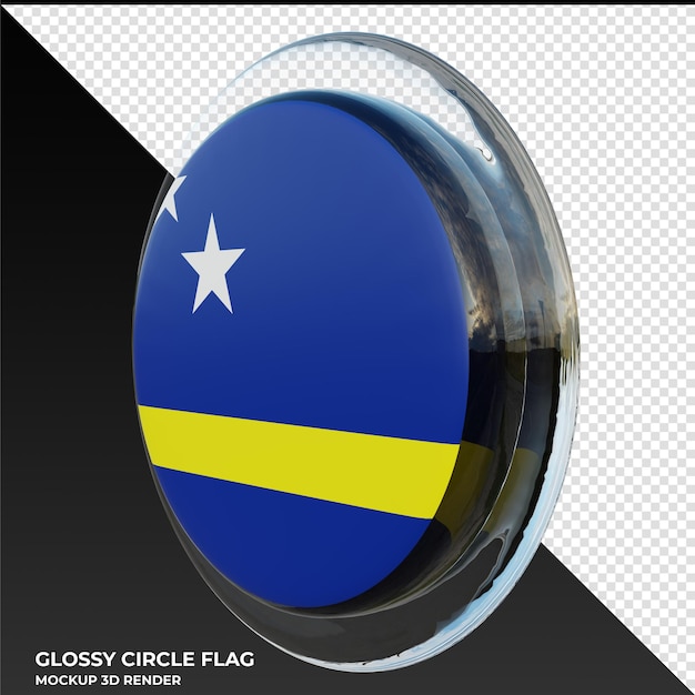 Curacao0002 realistic 3d textured glossy circle flag