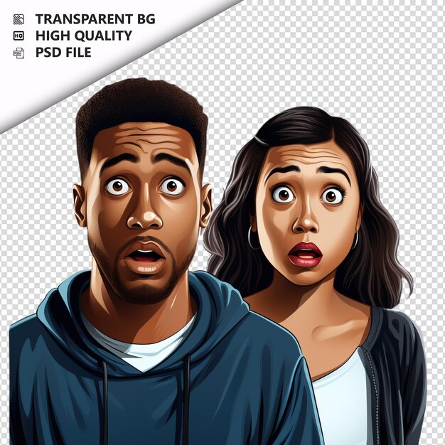 PSD curious black couple flat icon style white background iso