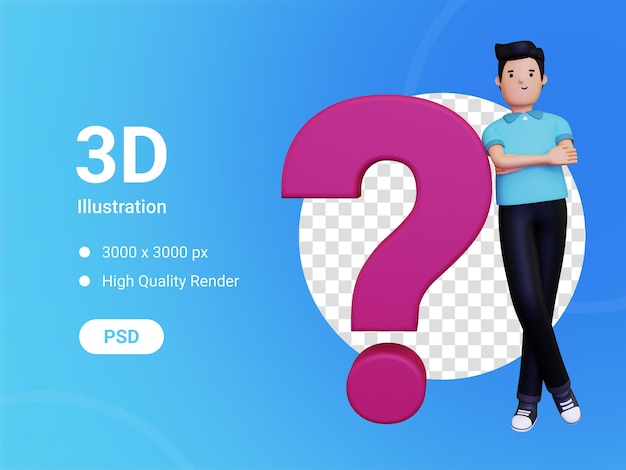 PSD curious businessman 3d illustration