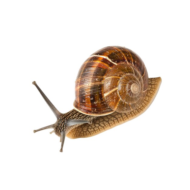 a curious snail isolated on a white background