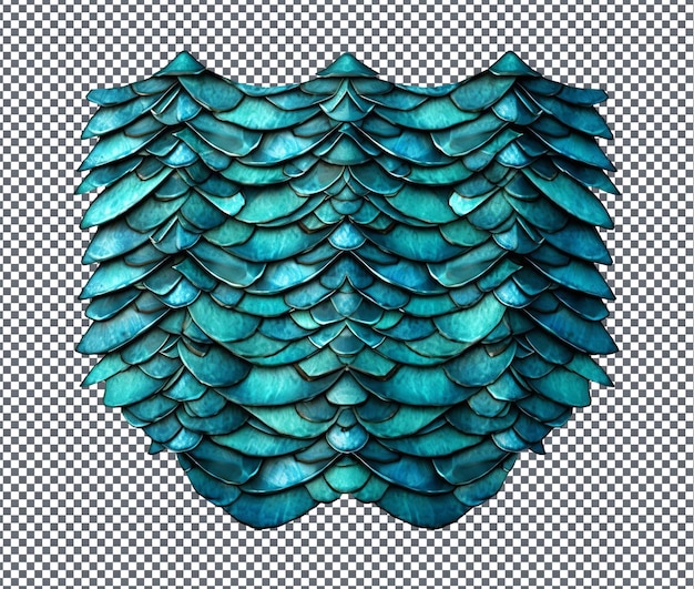 PSD curious teal dragon scale serenade isolated on transparent background