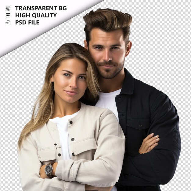 PSD curious white couple ultra realistic style white backgrou