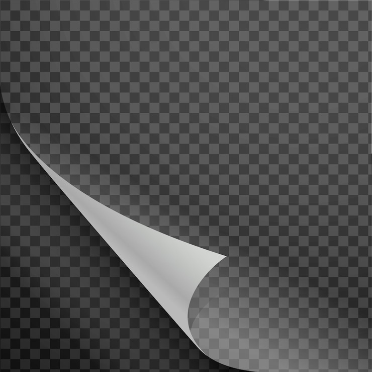 curl paper corners with checkered transparent background