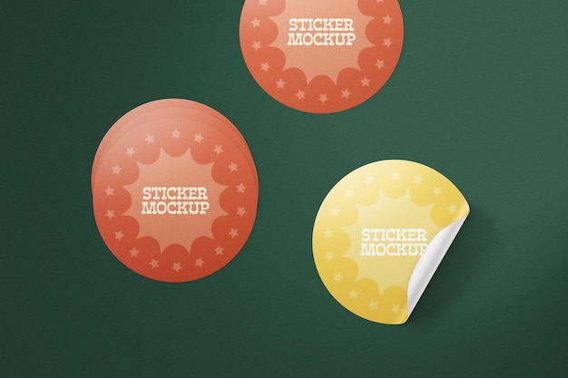 PSD curled glossy sticker mockup