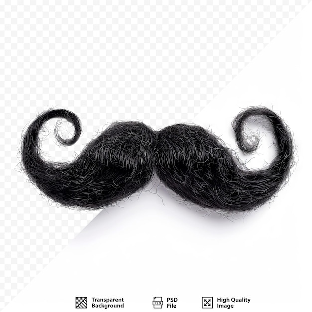 PSD curly black mustache isolated on a white isolated background