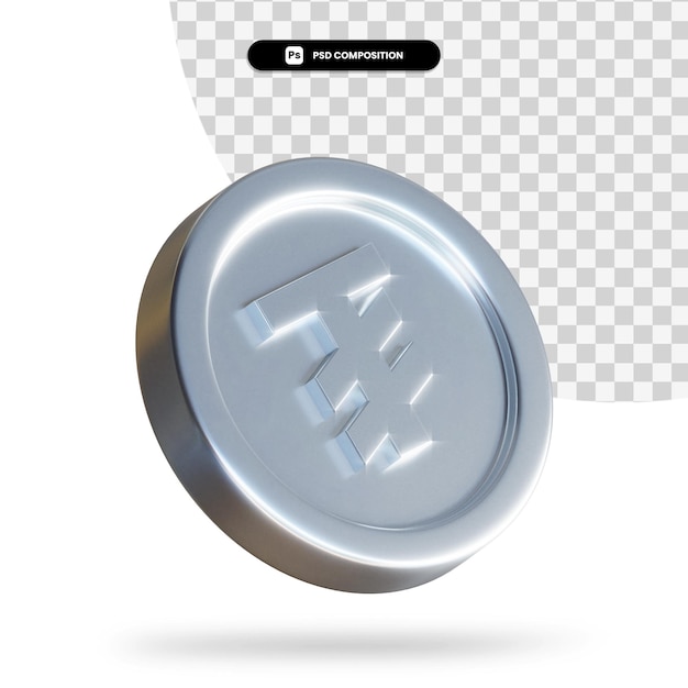 Currency coin 3d rendering isolated