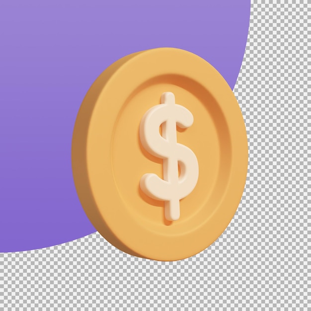 Currency coin golden dollar profit on investment 3d illustration with clipping path