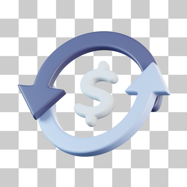 通貨ドルサイクル 3D アイコン