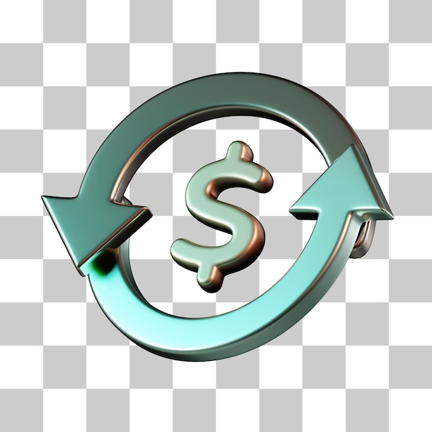 通貨ドルサイクル 3D アイコン