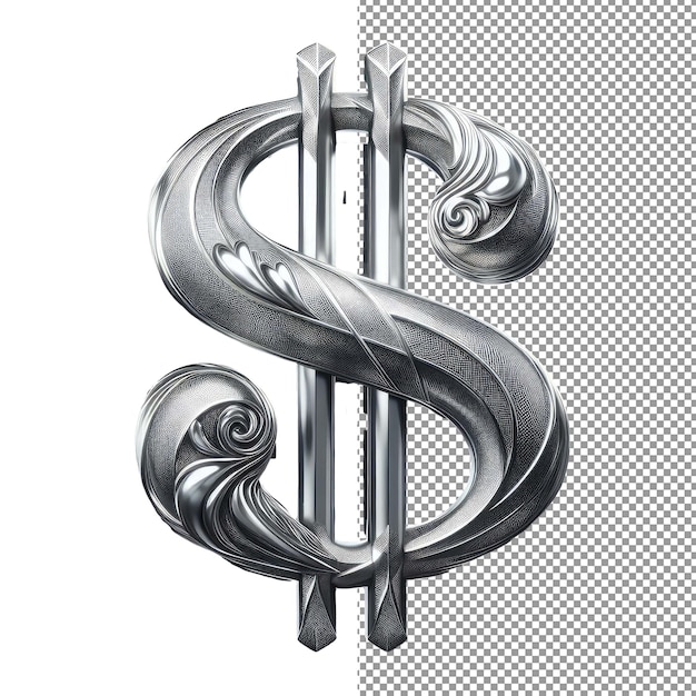 PSD currency elegance 3d isolated dollar symbol in transparency