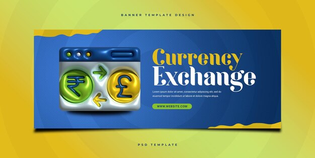 Currency exchange and money transfer web banner template