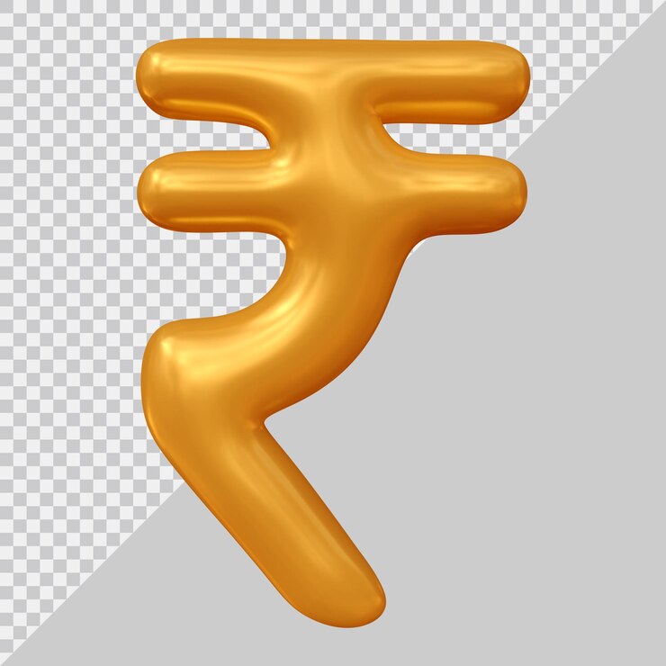 PSD currency sign indian rupee in 3d render