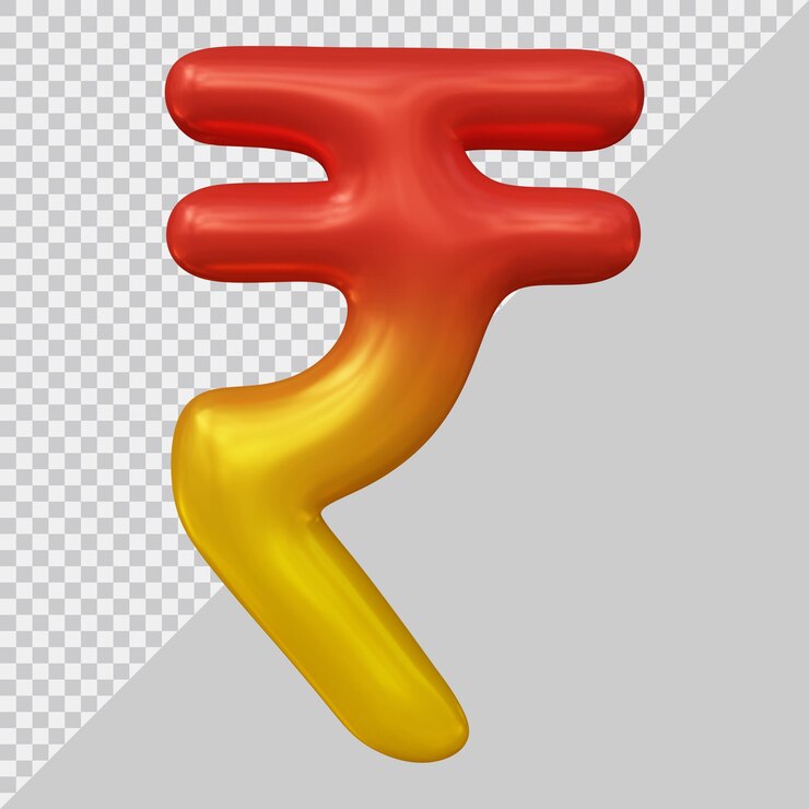 PSD 3डी रेंडर में मुद्रा चिह्न भारतीय रुपया