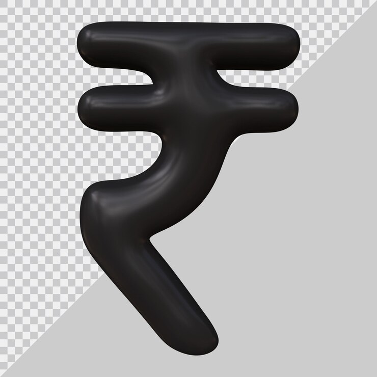 PSD currency sign indian rupee in 3d render