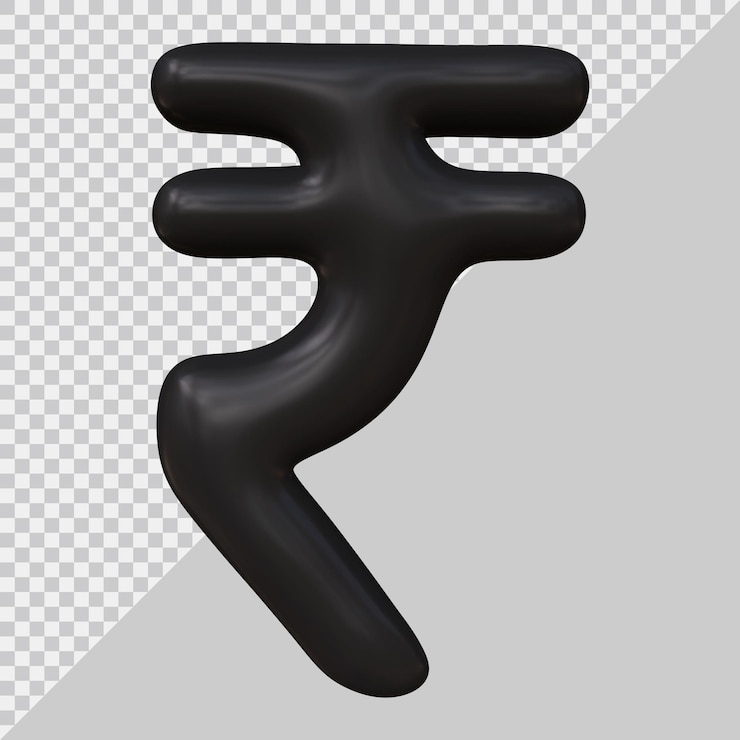 PSD currency sign indian rupee in 3d render