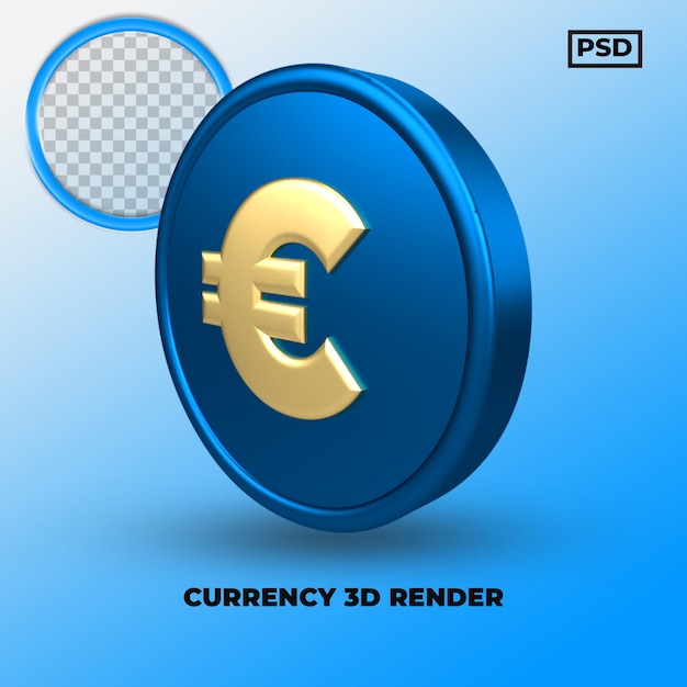 PSD currency symbol euro 3d render