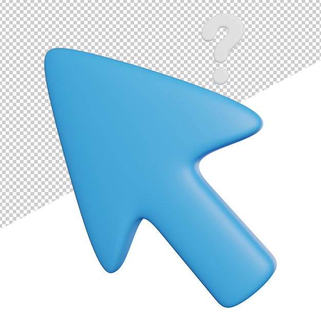 Cursor help sign вид сбоку 3d рендеринг значка иллюстрации на прозрачном фоне