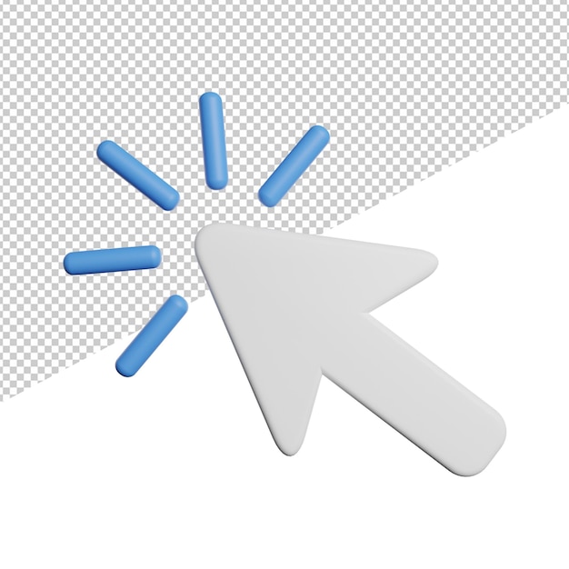 Cursor Pointer Mouse Click front view 3d icon rendering illustration on transparent background