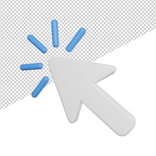 PSD cursor pointer mouse click side view 3d icon rendering illustration on transparent background