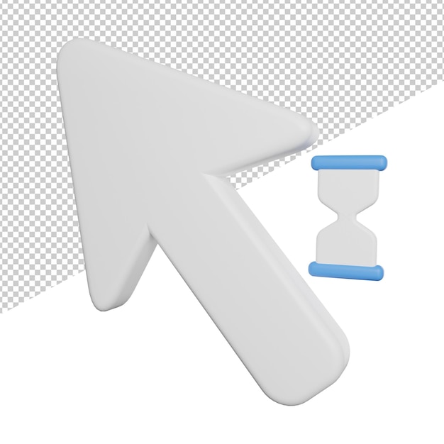 PSD cursor pointer mouse loading side view 3d icon rendering illustration on transparent background