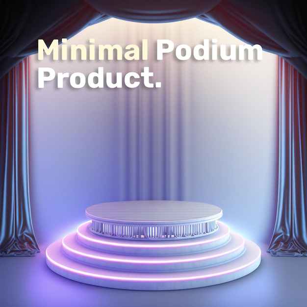 PSD curtain podium stage display mockup for product presentation scene for product display 3d rendering