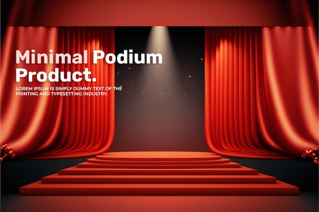 PSD curtain podium stage display mockup for product presentation scene for product display 3d rendering