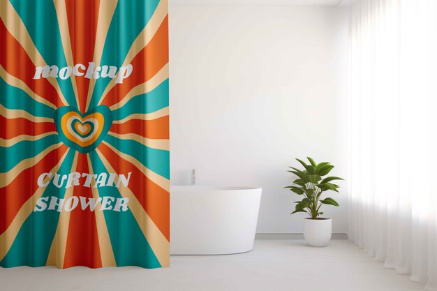 PSD curtain shower design mockup