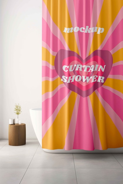 PSD curtain shower design mockup