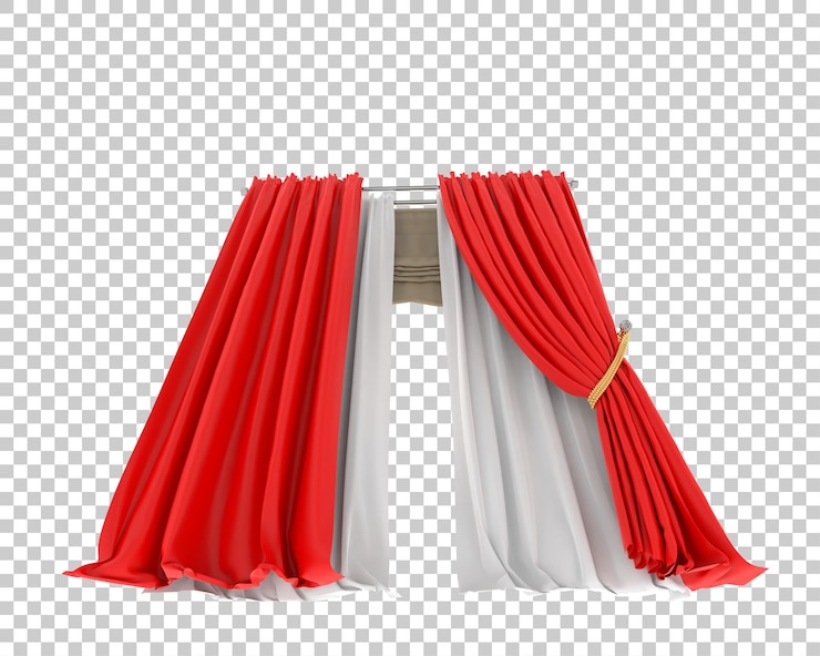 PSD curtains isolated on background 3d rendering illustration