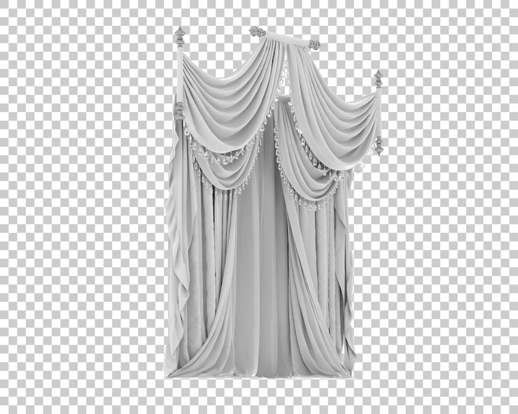 PSD curtains isolated on transparent background 3d rendering illustration
