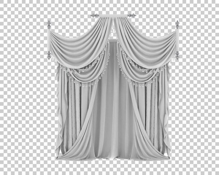PSD curtains isolated on transparent background 3d rendering illustration