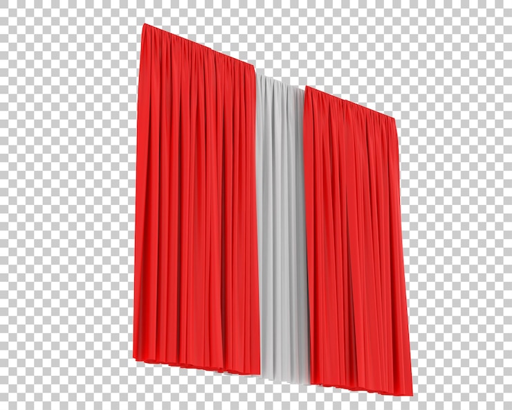 PSD curtains isolated on transparent background 3d rendering illustration