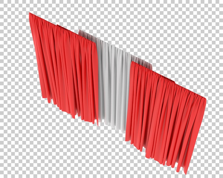 PSD curtains isolated on transparent background 3d rendering illustration