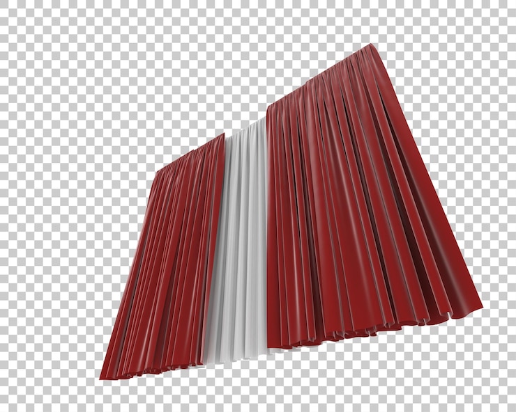 PSD curtains isolated on transparent background 3d rendering illustration