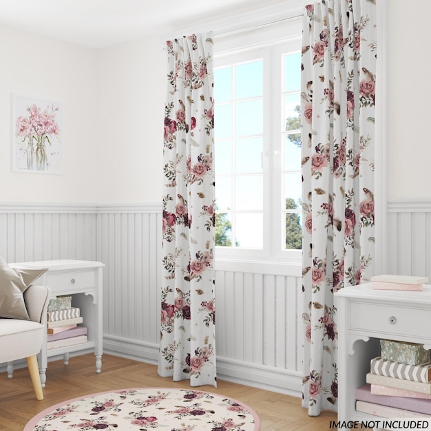 PSD curtains and round carpet