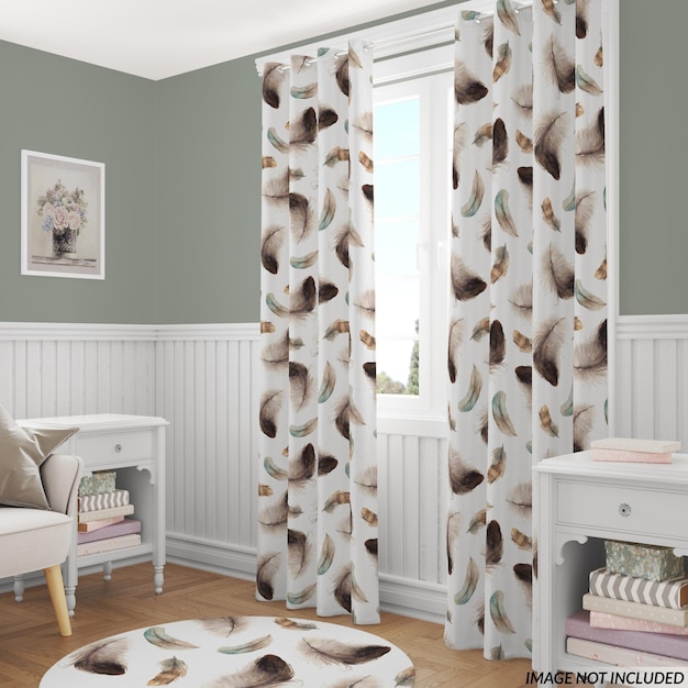 PSD curtains and round rug