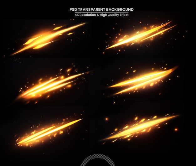 PSD curve light effect realistic style on transparent background