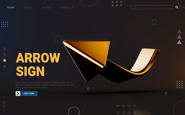 curved arrow icon with different direction on dark background 3d render concept for location map