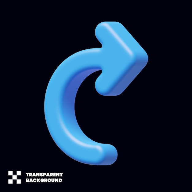 curved arrow pointer in 3d render