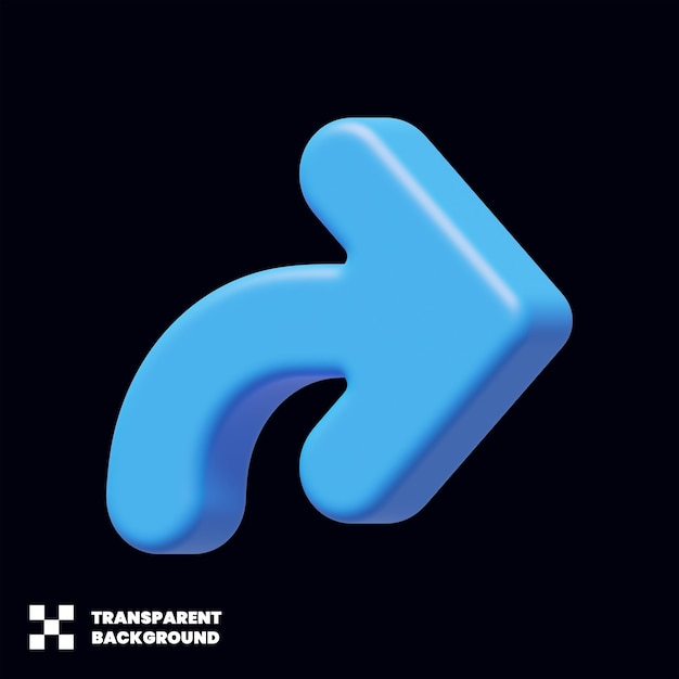 curved arrow pointer in 3d render